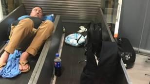 'Traumatised' couple forced to sleep on airport conveyor belt after Ryanair delay