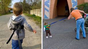 Woman reveals she keeps her daughter tied on a leash when they’re out in public