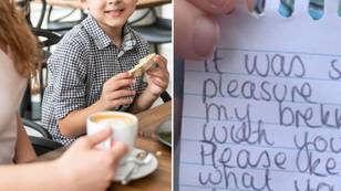 Mum almost in tears over heartwarming note left by kind stranger after paying her bill at cafe