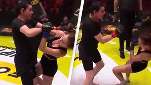Mum knocks out her teenage son’s ex-girlfriend in rogue cage fight