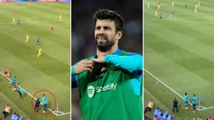 Footage of Gerard Pique's warm-up before coming on against Villarreal is going viral