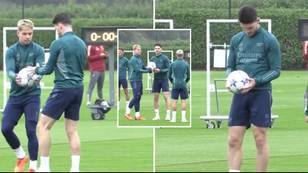 Declan Rice mocked for 'playing up to the cameras' after looking at the Champions League ball