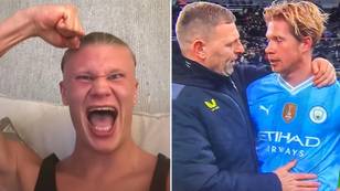 Erling Haaland's reactions while watching Kevin De Bruyne inspire Man City comeback are going viral