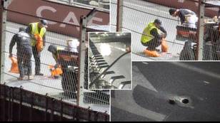 Footage emerges of F1 organisers 'fixing' Las Vegas GP manhole that caused scary Carlos Sainz crash