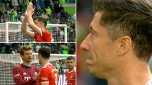 An Emotional Robert Lewandowski Appears To Say Goodbye To Bayern Munich, Is Consoled By Thomas Muller