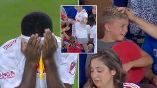 New York Red Bulls player Dru Yearwood sent off after kicking a ball into stands and injuring fans