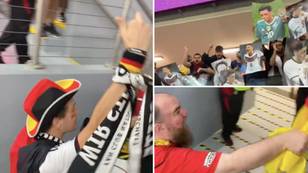 Shocking moment Germany supporters shouts 'F*** you Taliban' to Arab fans holding Mesut Ozil posters after World Cup exit