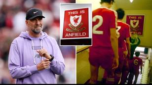 Jurgen Klopp has banned six Liverpool players from touching the 'This Is Anfield' sign before matches