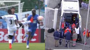 Eric Bailly challenge lands studs in opponents chest, he had to go to hospital