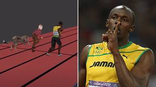 Incredible simulation shows speed comparison between Usain Bolt, an average human and a cheetah