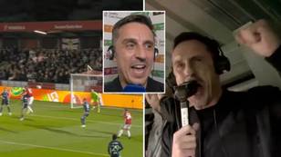 Gary Neville was on co-commentary for Salford City's win over Leeds, fans think he was insufferable