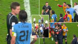 Uruguay players lose their heads as they ambush match officials after the final whistle