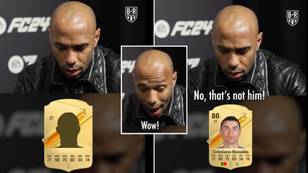 Thierry Henry's reaction to seeing Cristiano Ronaldo's EA FC 24 card is incredible
