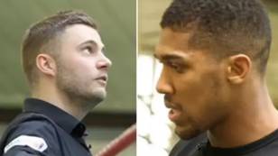 Anthony Joshua scaring the living sh*t out of a reporter will never, ever get old