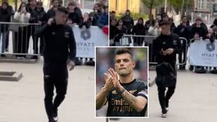 Granit Xhaka spotted with the Arsenal squad ahead of Man City clash in major injury boost for Mikel Arteta