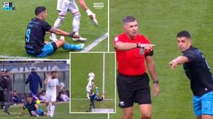 Luis Suarez had his boot stolen and thrown off the pitch by opponent