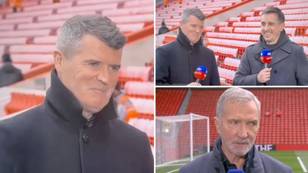 Roy Keane and Gary Neville can't stop laughing in reaction to Graeme Souness' Liverpool vs Man United prediction