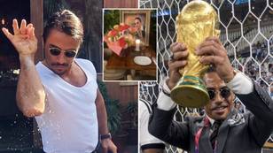 Salt Bae shows off "permanently reserved" table as a shrine to the late Diego Maradona