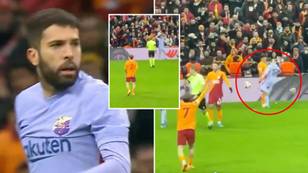 Jordi Alba 'Rattles An Entire Stadium' By Kicking Ball At Galatasaray Fans After Being Hit By Objects