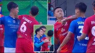 Thai footballer was banned for three years for brutal Muay Thai elbow attack on opponent