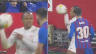 Premier League Target Jules Kounde Sent Off For Throwing The Ball At Jordi Alba's Face