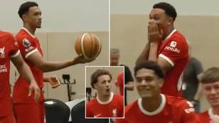 Trent Alexander-Arnold stuns Liverpool teammates with incredible basketball trick shot