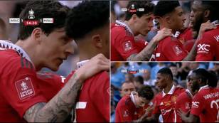 Victor Lindelof hit in the face by missile during Manchester United's equaliser celebrations in FA Cup final