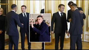 Footage of Kylian Mbappe's chat with Emmanuel Macron has emerged