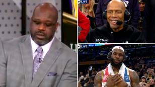 Shaquille O'Neal in tears following emotional interaction with NBA greats after mammoth LeBron James feat