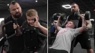 Eddie Hall's 10-year-old son presses more weight that most adults can manage in remarkable video