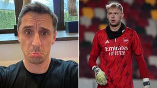 Gary Neville destroys Arsenal fan with perfect response after being called out over Aaron Ramsdale situation