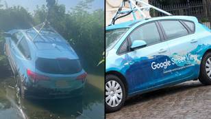 Google Street View car involved in a 100mph police chase before crashing into a creek