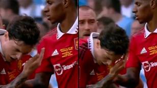 Man United player smacked in the face as object thrown from the crowd