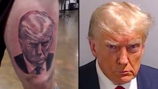 Man gets huge tattoo of Donald Trump's mugshot on his leg
