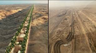 New aerial photos show incredible scale of Saudi Arabia's £800 billion project 'The Line'