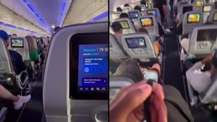 Man sparks outrage after filming himself sprinting to front of plane as soon as it landed
