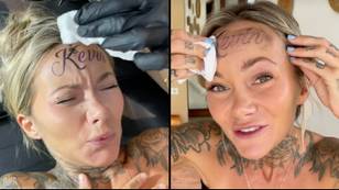 Influencer who says she got her boyfriend’s name ‘tattooed’ on her forehead admits it was fake