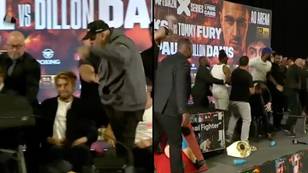 Big John Fury erupts during KSI and Tommy's press conference and destroys everything in sight
