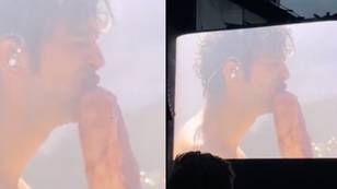 The 1975 fans horrified as Matty Healy eats raw tomahawk steak on stage