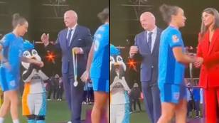 Fans notice awkward interaction between Lucy Bronze and Gianni Infantino during medal ceremony