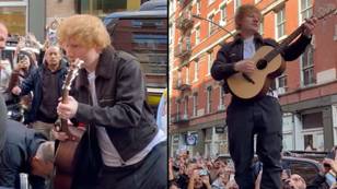 Ed Sheeran celebrates trial win with surprise street concert in New York