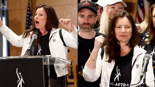 Fran Drescher delivers emotional speech announcing union's move to strike