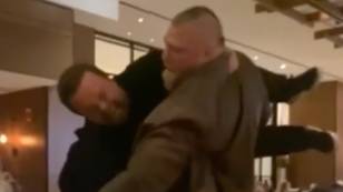 Brock Lesnar Bodyslams Jackass Star Wee Man Through Restaurant Dinner Table