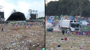 Huge Glastonbury clean-up operation started after sea of rubbish and tents left behind