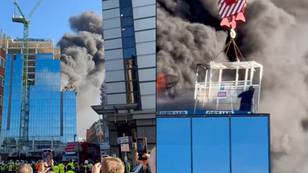 Person rescued by crane from burning building as huge fire breaks out in Reading