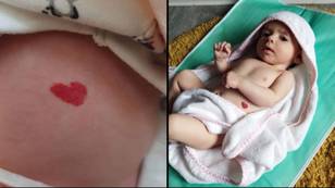 Baby gets born with a perfect heart-shaped birth mark on its tummy