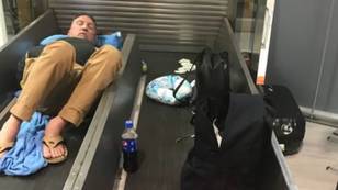'Traumatised' couple forced to sleep on airport conveyor belt after Ryanair delay