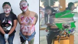 Mystery Vigilantes Tie 'Thieves' To Lamppost And Paint Their Faces Like The Joker