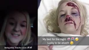 Woman 'Snapchats Own Car Crash' In Shocking New Campaign For Safer Driving 