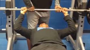 LAD Squeezes More Than Just His Muscles When Bench Pressing 